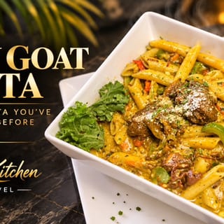 Curry goat pasta